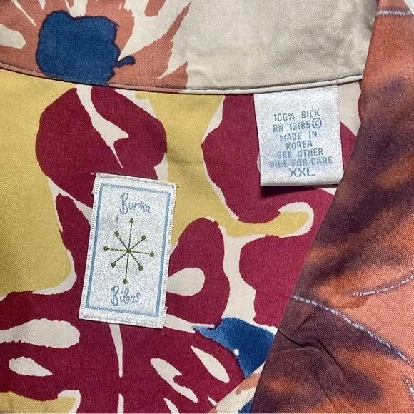 Burma Bibas Vintage Men’s Tropical Hawaiian Floral Print Silk Shirt | Size 2XL - Picture 4 of 8